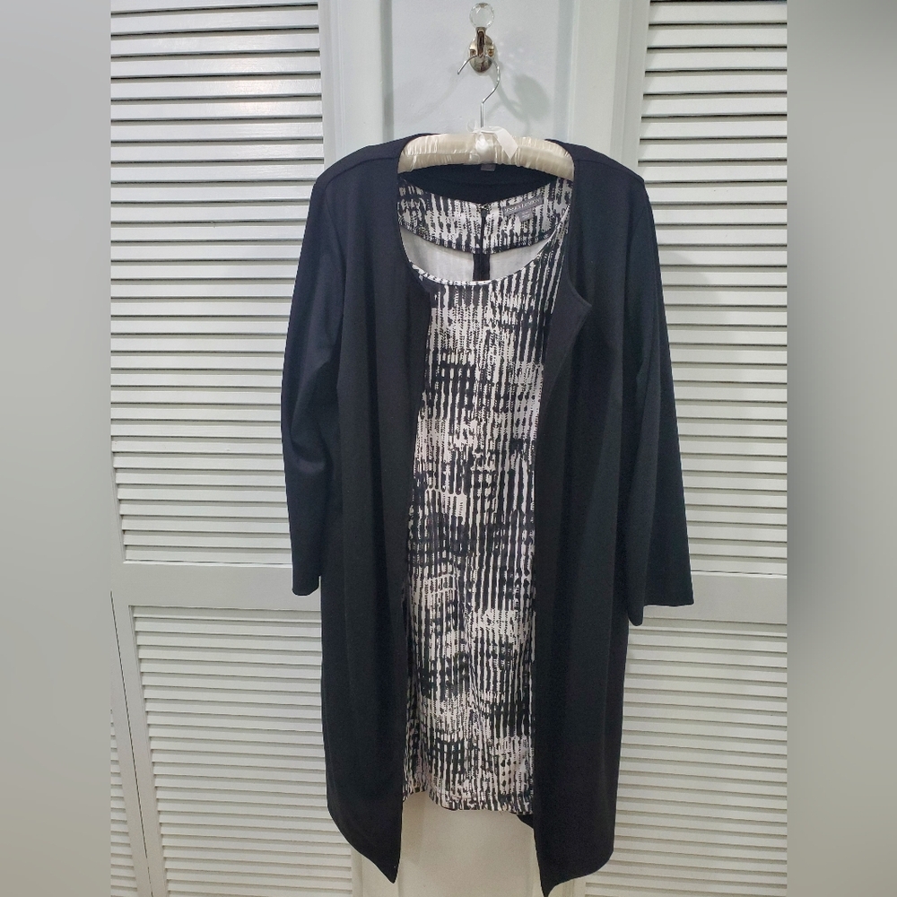 Jessica London Black and White Dress with Jacket Suit 22W EUC